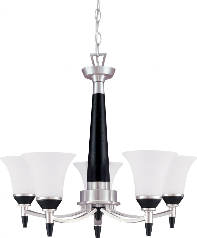 Keen ES; 5 Light; Chandelier with Satin White Glass; Lamp Included