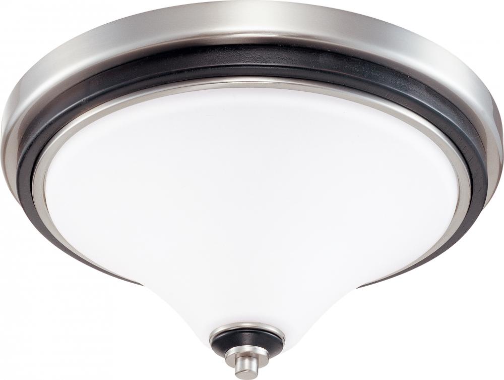 Keen ES; 2 Light; 13 in.; Flush Dome with Satin White Glass; Lamp Included