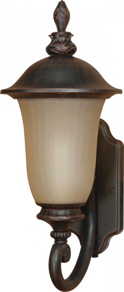 1-Light Small Outdoor Wall Lantern (Arm Up) with Photocell in Old Penny Bronze Finish and (1) 18W