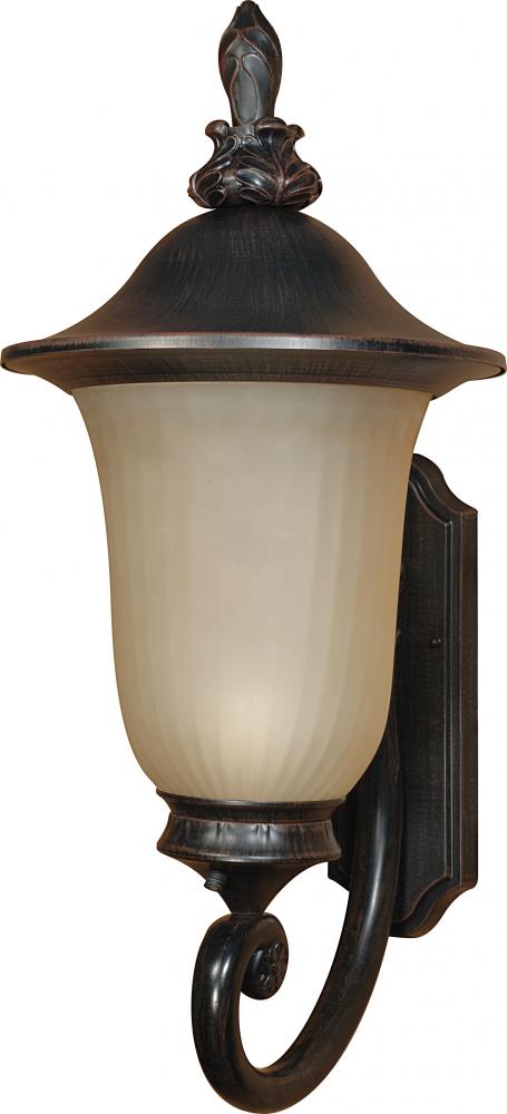 1-Light Large Outdoor Wall Lantern (Arm Up) with Photocell in Old Penny Bronze Finish and (1) 23W