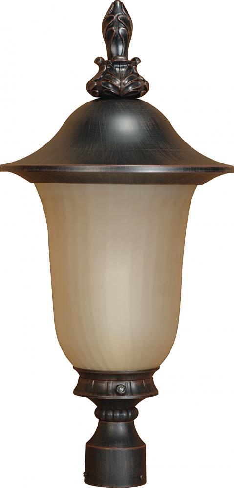 1-Light Outdoor Post Lantern with Photocell in Old Penny Bronze Finish and (1) 23W GU24 Bulb