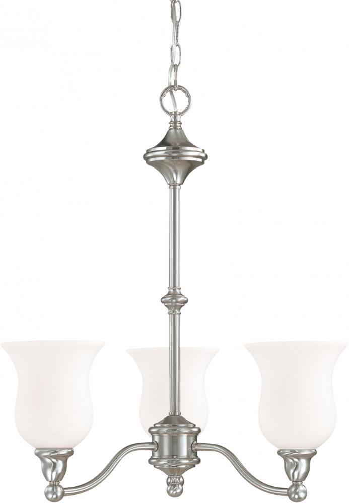 Glenwood ES; 3 Light; Chandelier with Satin White Glass; Lamps Included