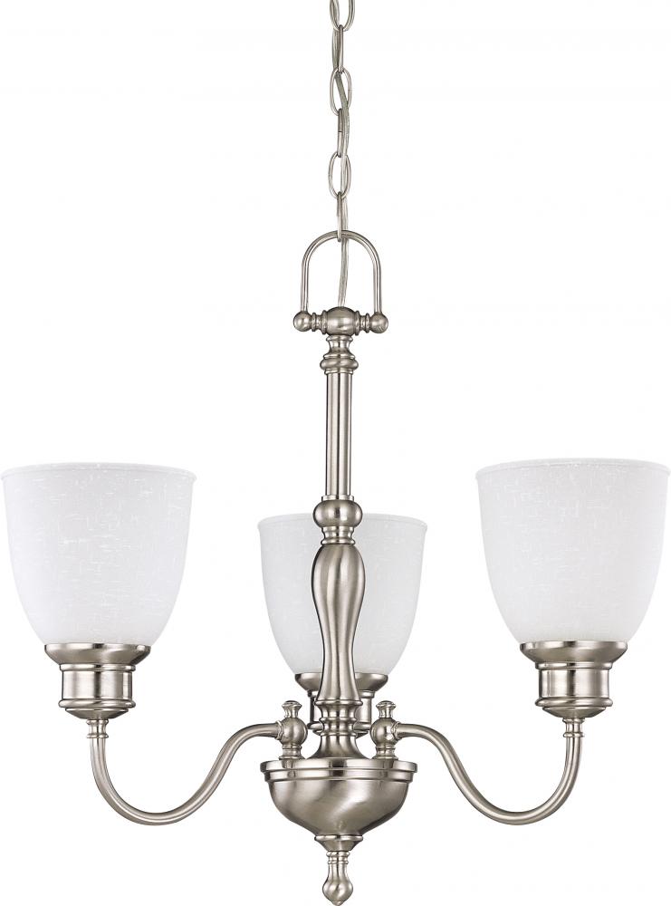 3-Light Brushed Nickel Chandelier with Frosted Linen Glass