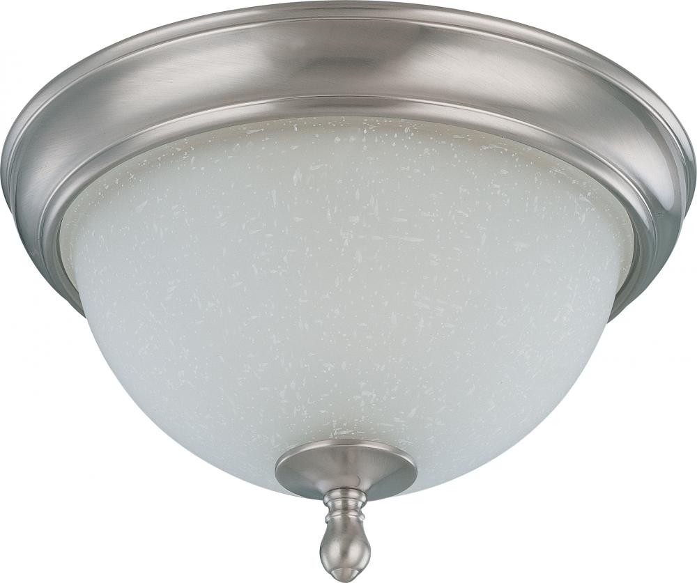 2-Light Small Flush Mount Ceiling Light in Brushed Nickel Finish with Frosted Linen Glass