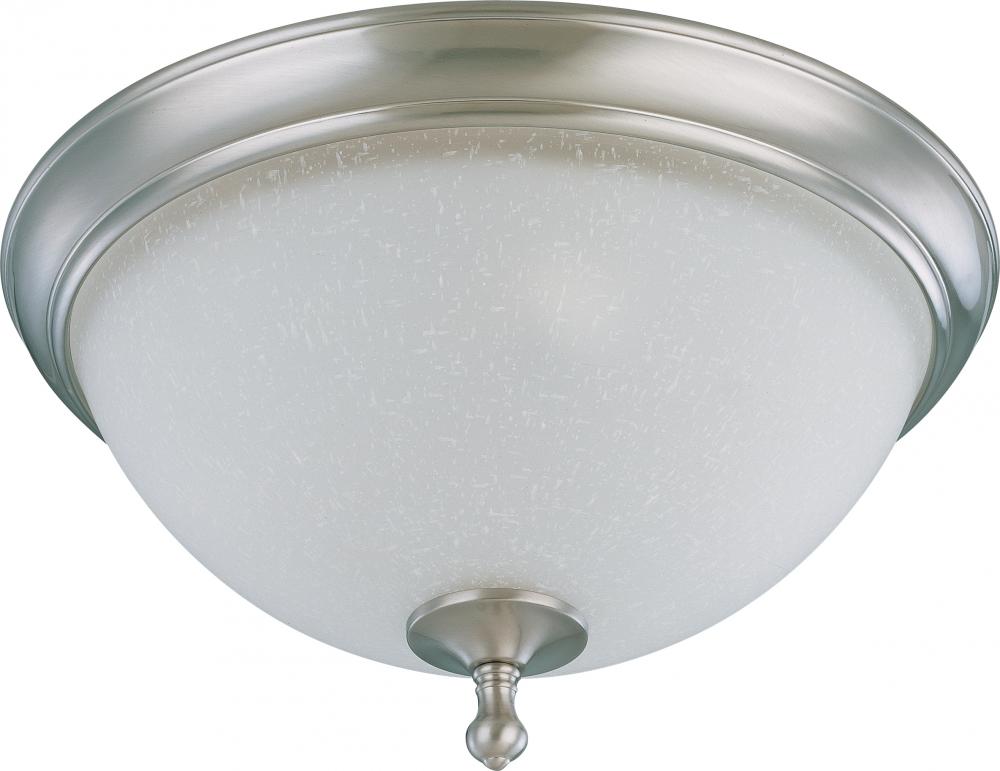 2-Light Large Flush Mount Ceiling Light in Brushed Nickel Finish with Frosted Linen Glass