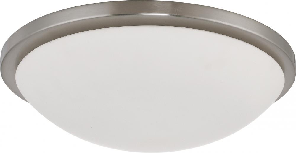 4-Light Dome Flush Mount Lighting Fixture in Brushed Nickel Finish with White Glass and (4) 13W GU24