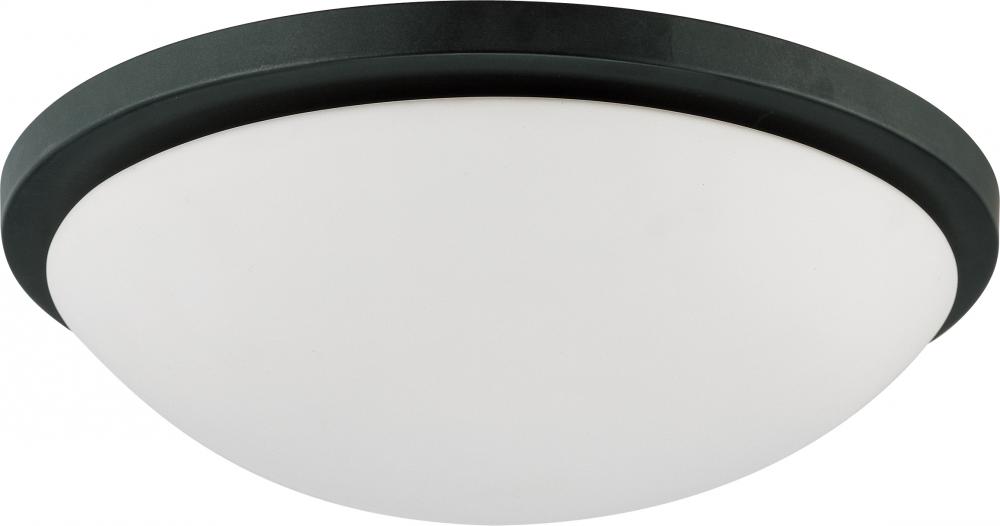 4-Light Dome Flush Mount Lighting Fixture in Aged Bronze Finish with White Glass and (4) 13W GU24