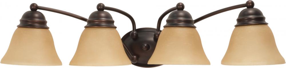 4-Light Vanity Lighting Fixture in Mahogany Bronze Finish with Champagne Linen Glass and (3) 13W