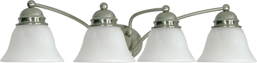 4-Light Vanity Light Fixture in Brushed Nickel Finish with Alabaster Glass and (4) 13W GU24 Lamps