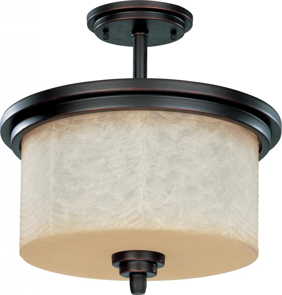 Lucern ES - 3 Light Semi Flush w/ Saddle Stone Glass - (3) 13w GU24 Lamps Included