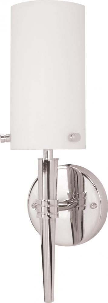 1-Light Vanity Lighting Fixture in Polished Chrome Finish with White Opal Glass and (1) 13W GU24