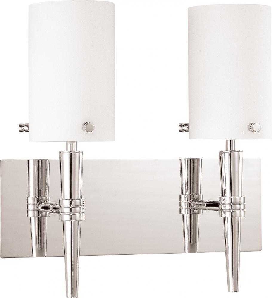 2-Light Vanity Fixture in Polished Chrome Finish with White Opal Glass and (2) 13W GU24 Lamps