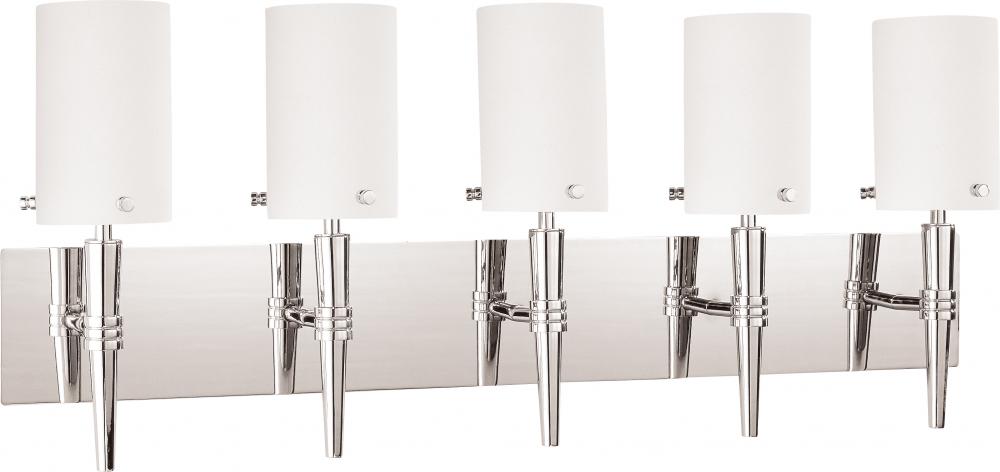 Jet ES - 5 Light Wall Vanity w/ Satin White Glass - (5) 13w GU24 Lamps Included