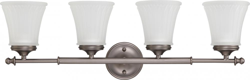 4-Light Vanity Light Fixture in Aged Pewter Finish with Frosted Etched Glass