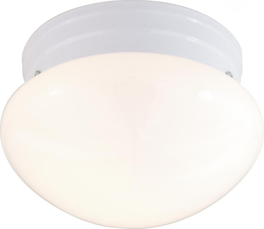 2-Light Medium Flush Mount Ceiling Light in White Finish with White Mushroom Glass and (2) 13W GU24