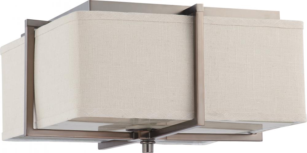 Logas ES - 2 Light Square Flush w/ Khaki Fabric Shade - (2) 13w GU24 Lamps Included