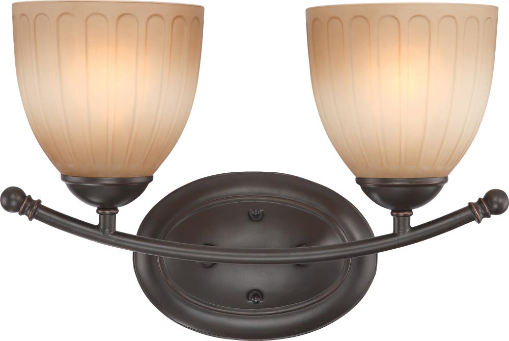 Carousel - 2 Light Vanity Fixture w/ Auburn Beige Glass