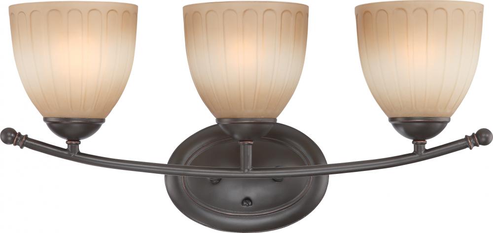 Carousel - 3 Light Vanity Fixture w/ Auburn Beige Glass