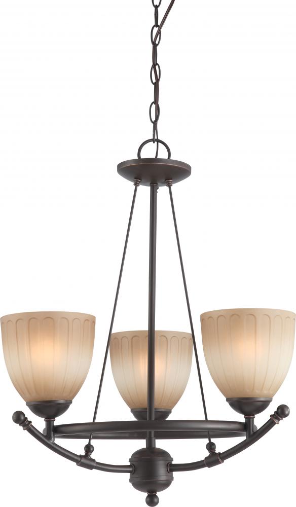 Carousel - 3 Light Chandelier w/ Auburn Beige Glass