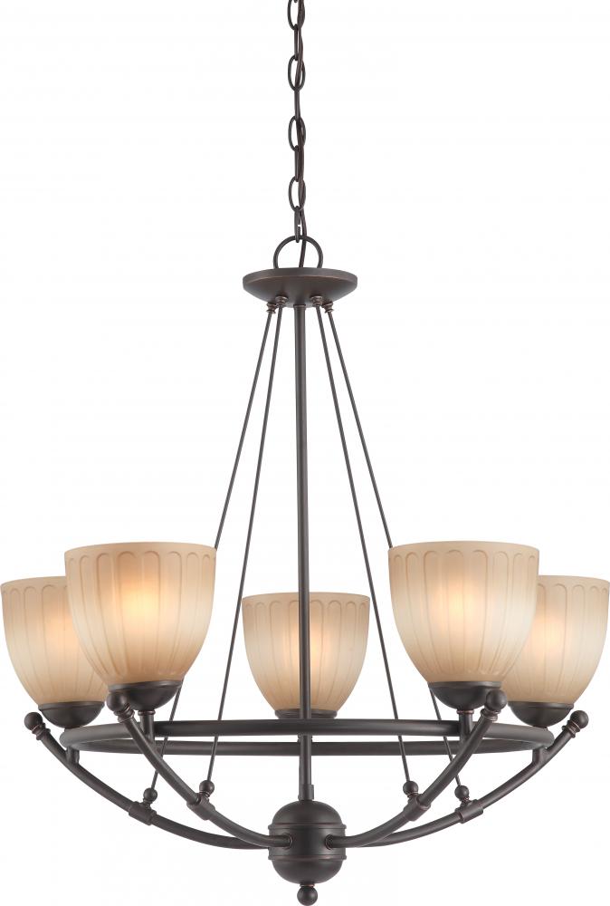 Carousel - 5 Light Chandelier w/ Auburn Beige Glass