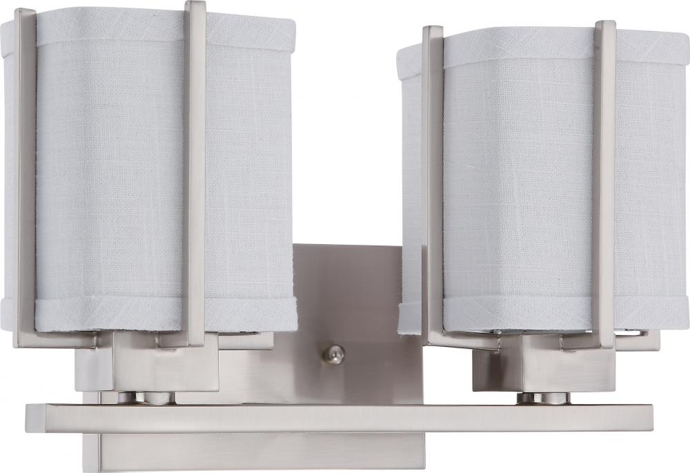 Logan ES - 2 Light Vanity w/ Slate Gray Fabric Shade - (2) 13w GU24 Lamps Included