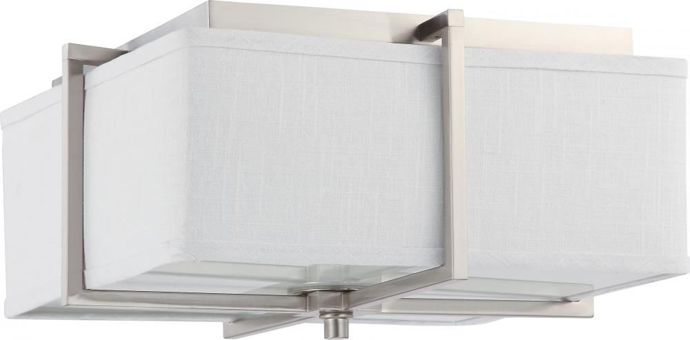 Logas ES - 2 Light Square Flush w/ Slate Gray Fabric Shade - (2) 13w GU24 Lamps Incl.