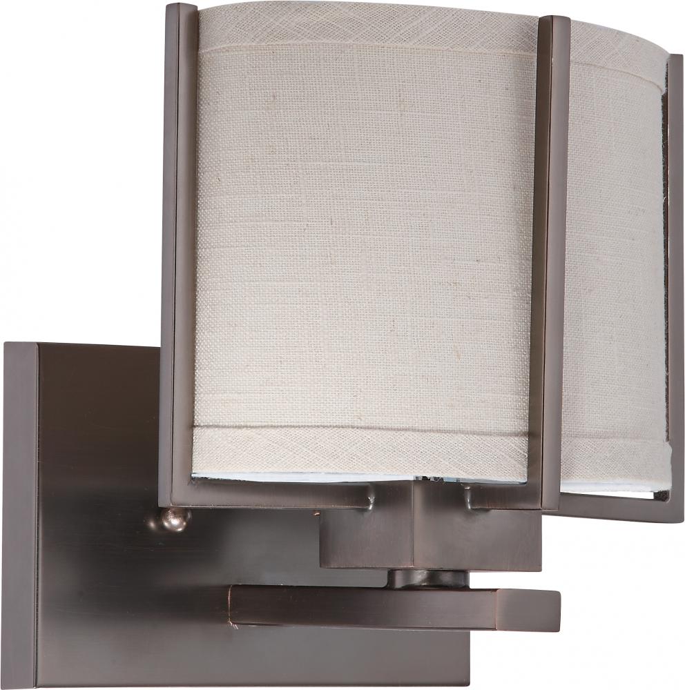 1-Light Vanity Fixture in Hazel Bronze Finish with Khaki Shade