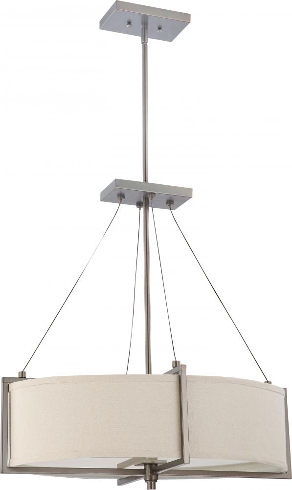 4-Light Pendant Hanging Light Fixture in Hazel Bronze Finish with Khaki Shade/Cream Diffuser