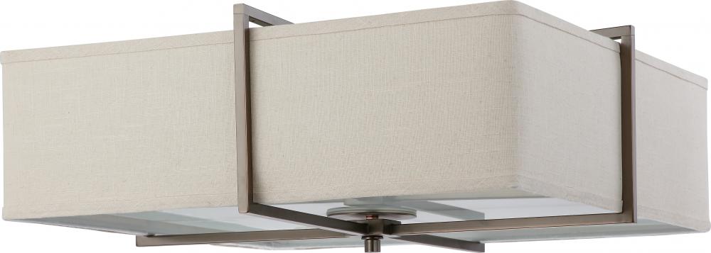 Logan - 6 Light Square Flush w/ Khaki Fabric Shade - (6) 13w GU24 Lamps Included