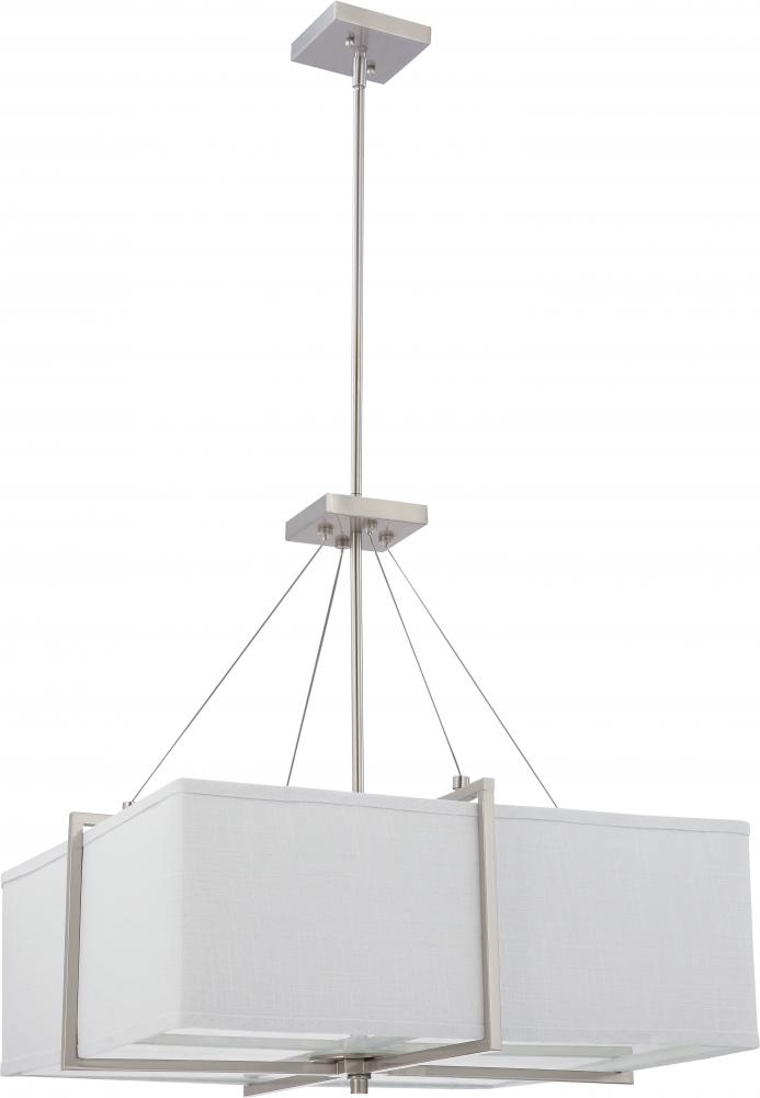 Logan - 4 Light Square Pendant w/ Slate Gray Fabric Shade- (4) 13w GU24 Lamps Incl.