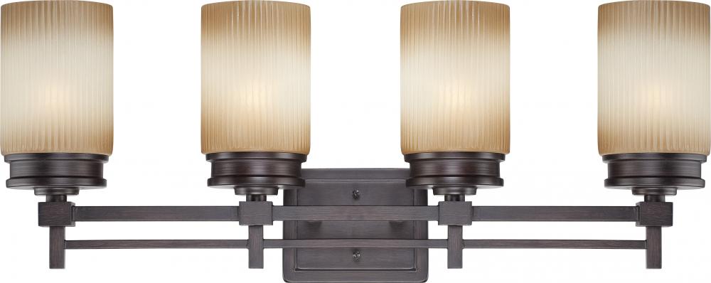 Wright - 4 Light Vanity Fixture w/ Amaretto Glass