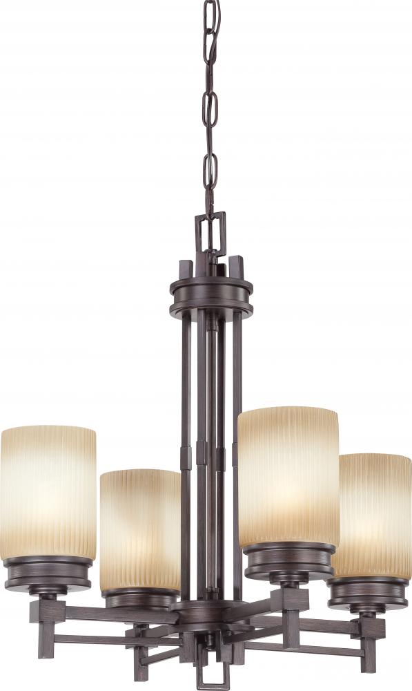 Wright - 4 Light Chandelier w/ Amaretto Glass