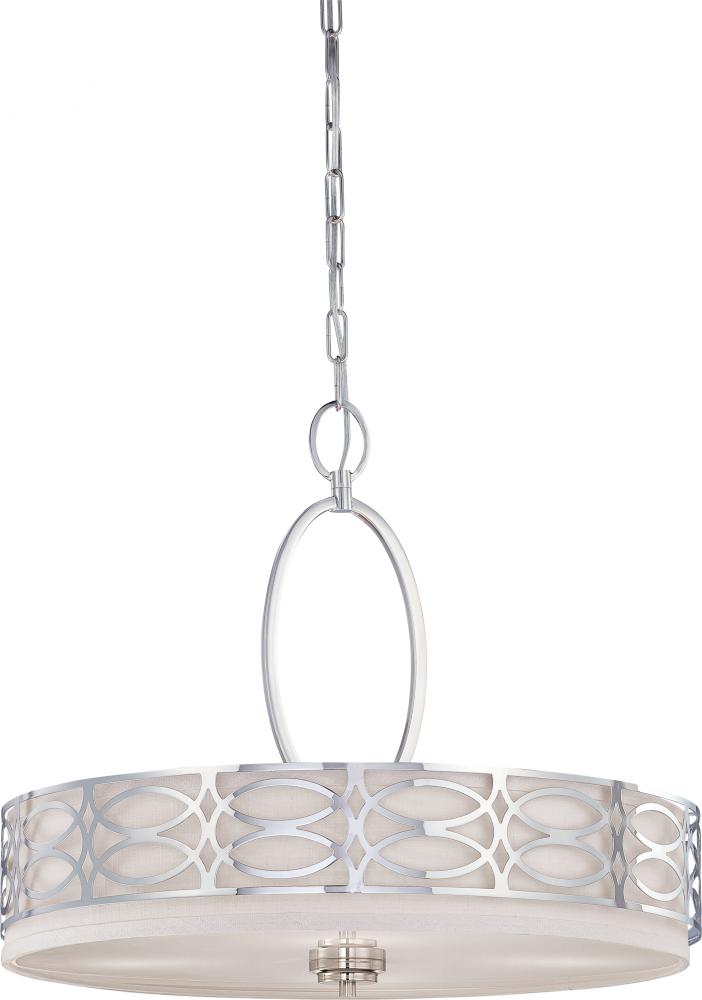 Harlow - 4 Light Pendant with Slate Gray Fabric Shade - Polished Nickel Finish