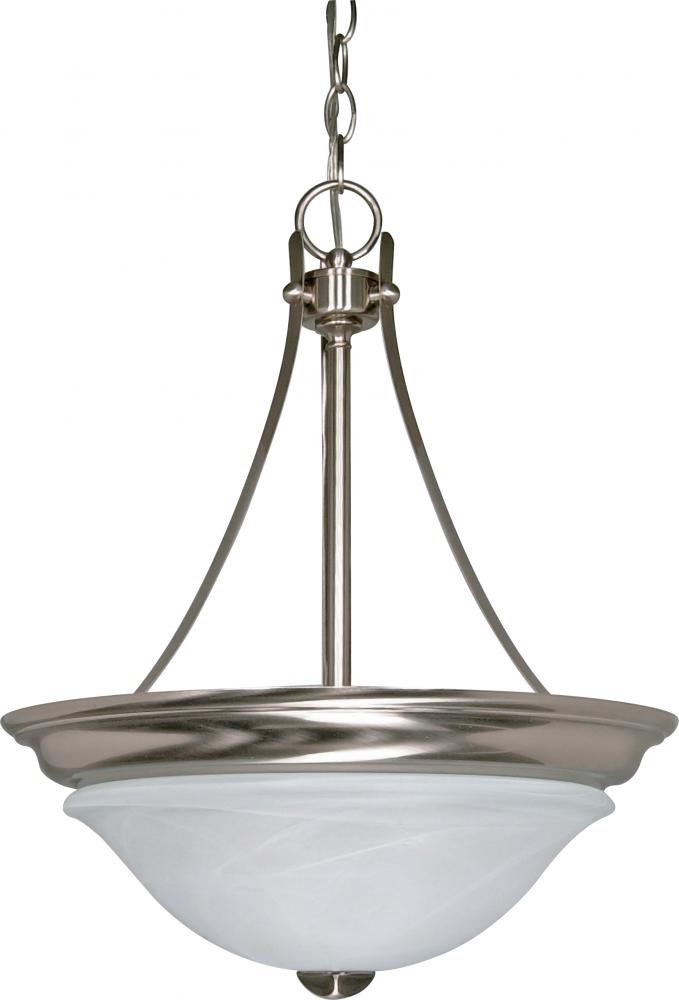 2-Light Hanging Pendant Light Fixture in Brushed Nickel Finish with Alabaster Glass and (2) 18W GU24