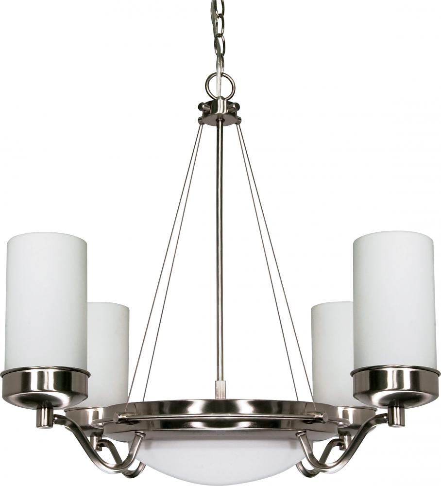 6-Light Chandelier in Brushed Nickel Finish with White Opel Glass and (6) 13W GU24 Bulbs Included