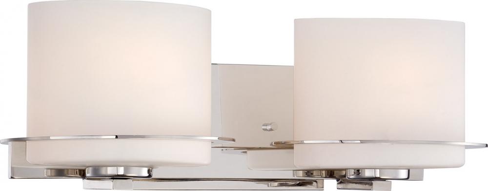 Loren - 2 Light Vanity with Oval Frosted Glass - Polished Nickel Finish