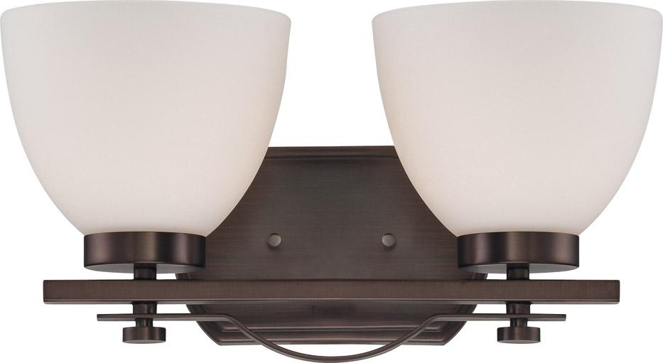 2-Light Wall Mounted Vanity Light in Hazel Bronze Finish with Frosted Glass