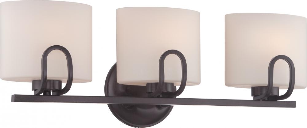 3-Light Vanity Light Fixture in Georgetown Bronze Finish with Etched Opal Glass