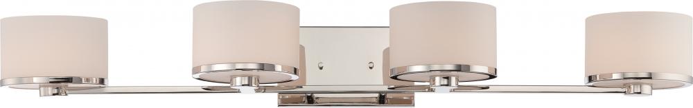 Celine - 4 Light Vanity with Satin White Glass - Polished Nickel Finish