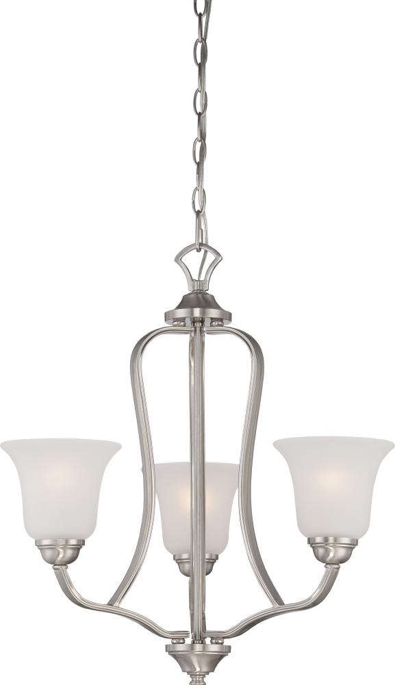 Elizabeth - 3 Light Chandelier with Frosted Glass - Brushed Nickel Finish