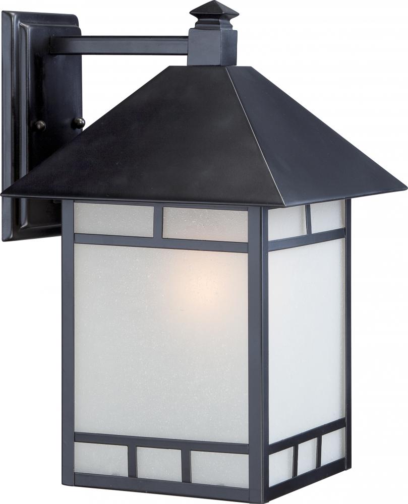 1-Light 10" Wall Mounted Outdoor Fixture in Stone Black Finish and Frosted Seeded Glass