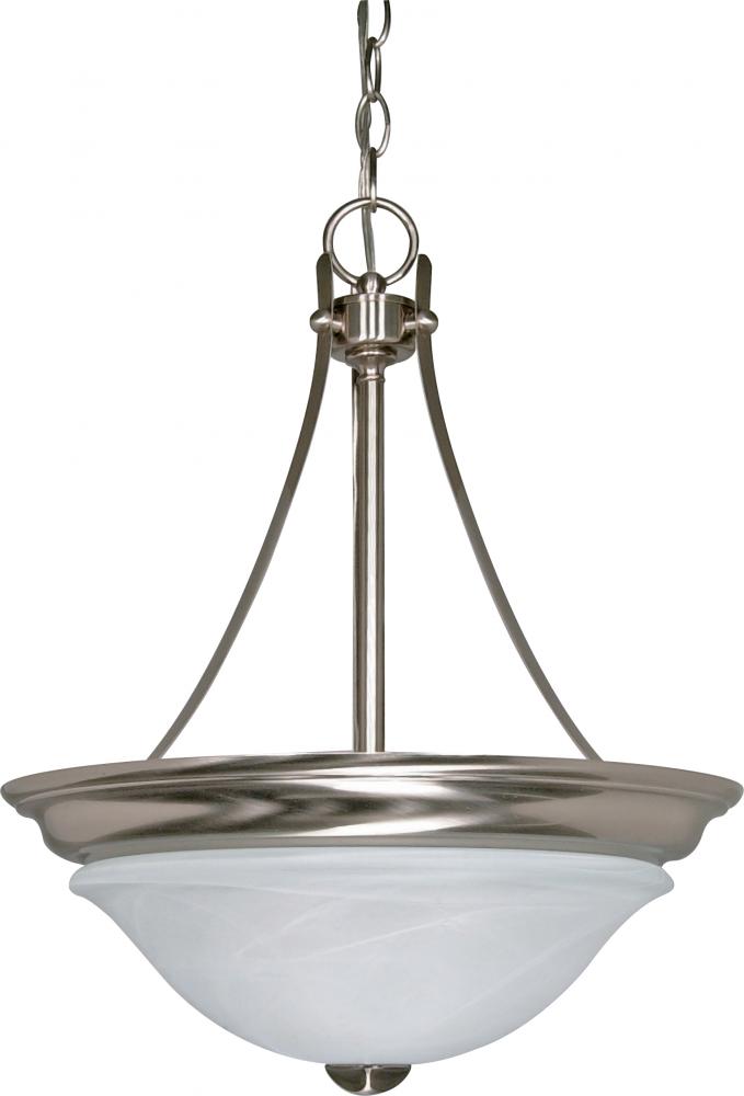 3-Light Hanging Dome Pendant Light Fixture (Close-to-Ceiling Conversion Kit Included) in Brushed