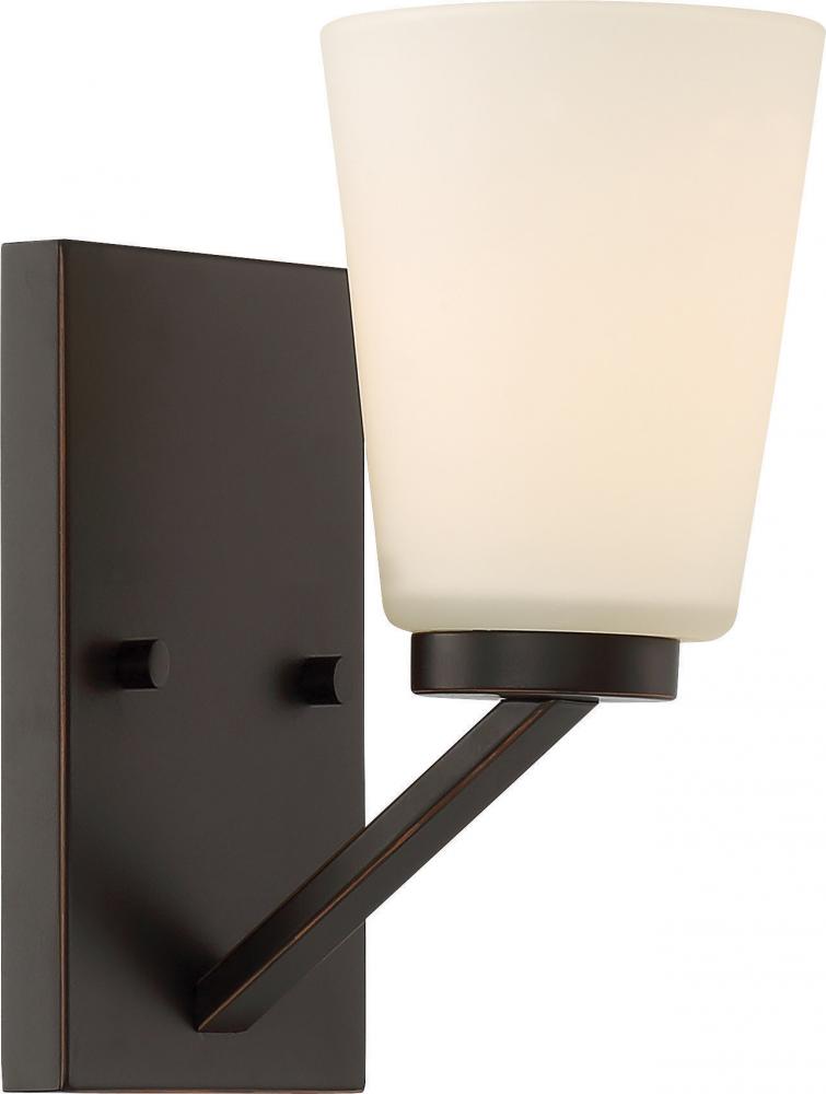 Nome - 1 Light Vanity with Satin White Glass - Mahogany Bronze Finish