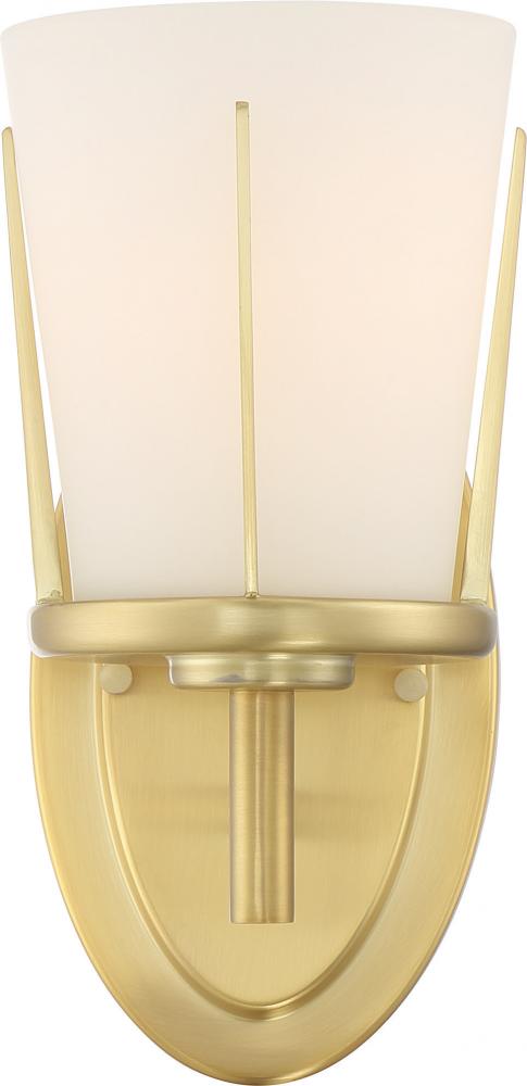 Serene - 1 Light Wall Sconce with Satin White Glass - Natural Brass Finish