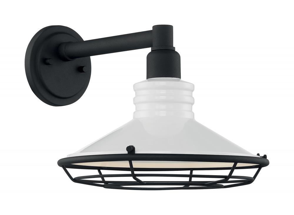 Blue Harbor - 1 Light Sconce with- Gloss White and Textured Black Finish