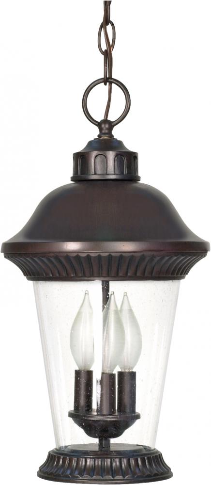 Clarion - 3 Light - 17" - Hanging Lantern - w/ Clear Seed Glass