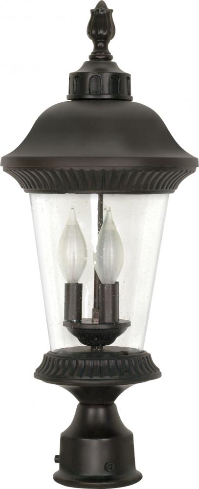 Clarion - 3 Light - 22" - Post Lantern - w/ Clear Seed Glass