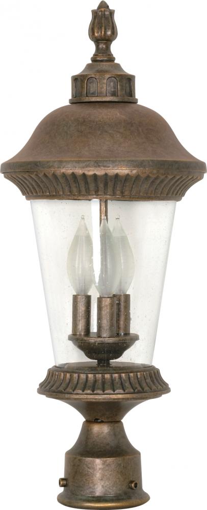 Clarion - 3 Light - 22" - Post Lantern - w/ Clear Seed Glass