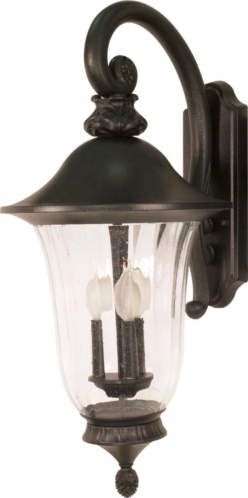 Parisian - 3 Light - 27" - Wall Lantern - Arm Down with Fluted Seed Glass