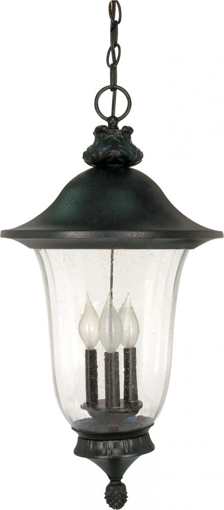 Parisian - 3 Light - 24" - Hanging Lantern - with Fluted Seed Glass